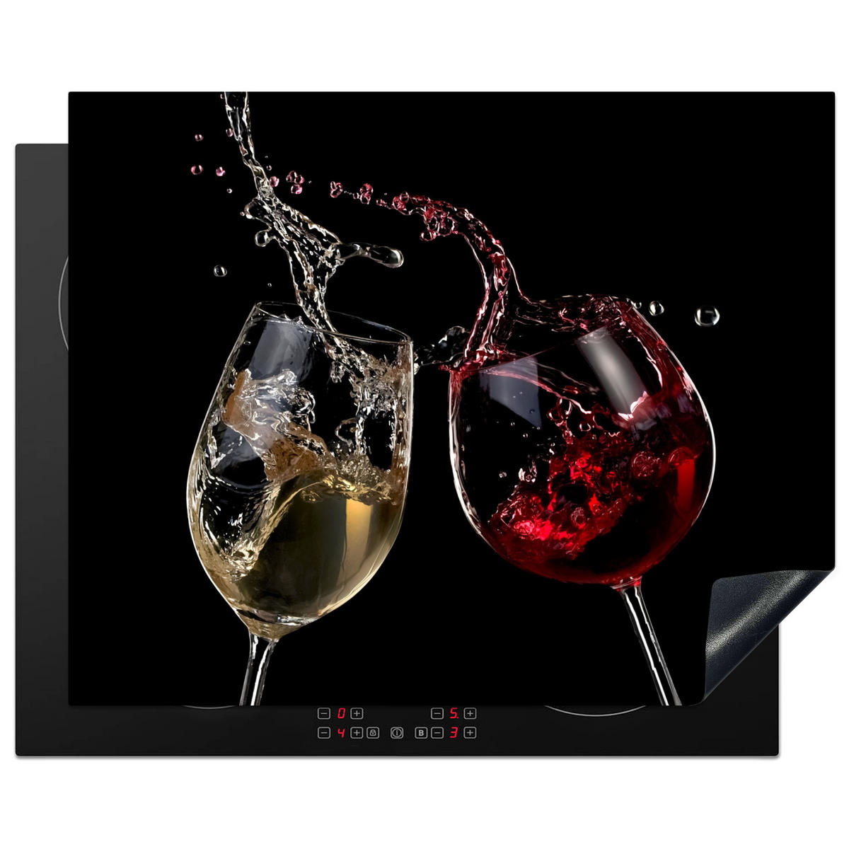 HERDABDECKPLATTE Rotwein - Weißwein - Glas - Schwarz 65x52 cm - Weinrot, Kunststoff (65/0.2/52cm) - MuchoWow