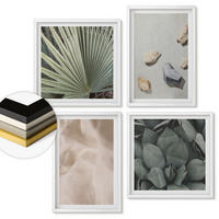 WANDBILDER 4er-Set - 50x50 cm & 40x60 cm Weißer Rahmen - Steine, Holz, Stofftexturen - Weiß, Kunststoff (50/50cm) - ArtPrintCave