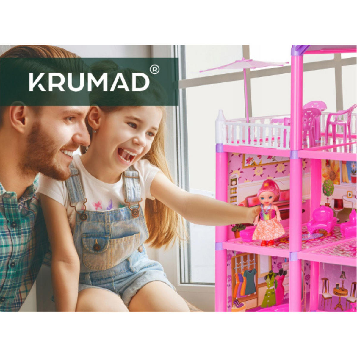 PUPPENHAUS Spielhaus - Multicolor, Kunststoff (57/60/18cm) - KRUMAD
