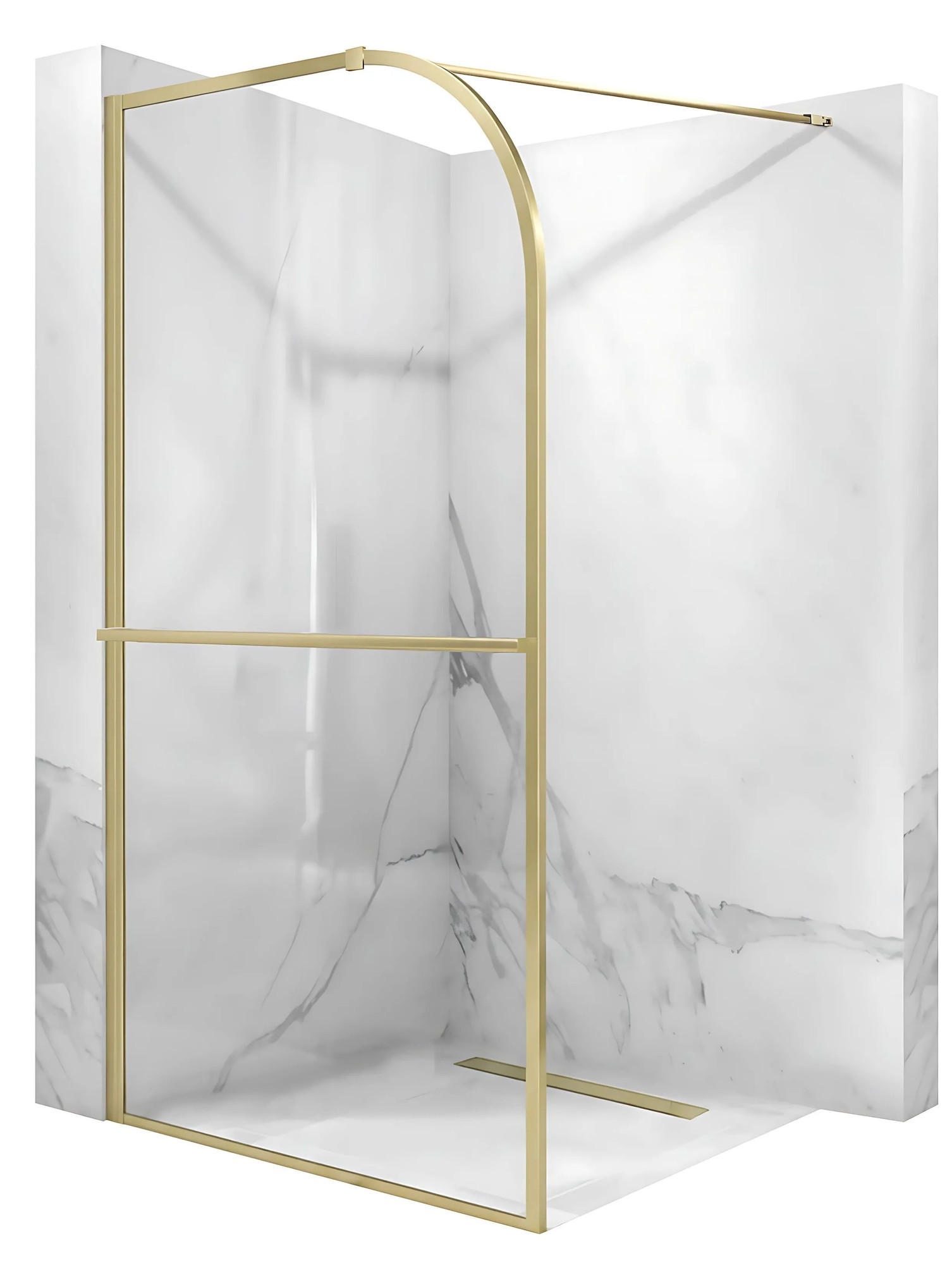 DUSCHWAND Rea Sky Brush Gold 120 - Goldfarben, Glas (120/200cm) - REA