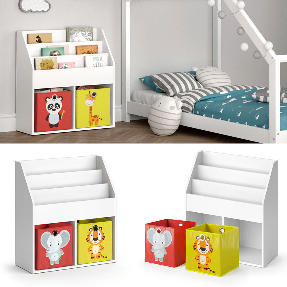 KINDERREGAL Luigi Weiß 72 x 79 cm mit 2 Faltboxen opt.2 - Weiß, Holzwerkstoff (72/79/30.7cm) - Vicco