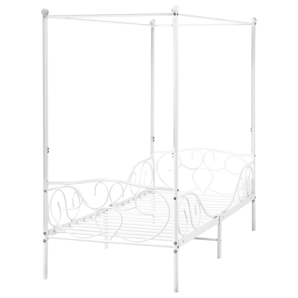 HIMMELBETT 90x200 cm Weiß Sormery - Weiß, Metall (90/200cm) - Beliani