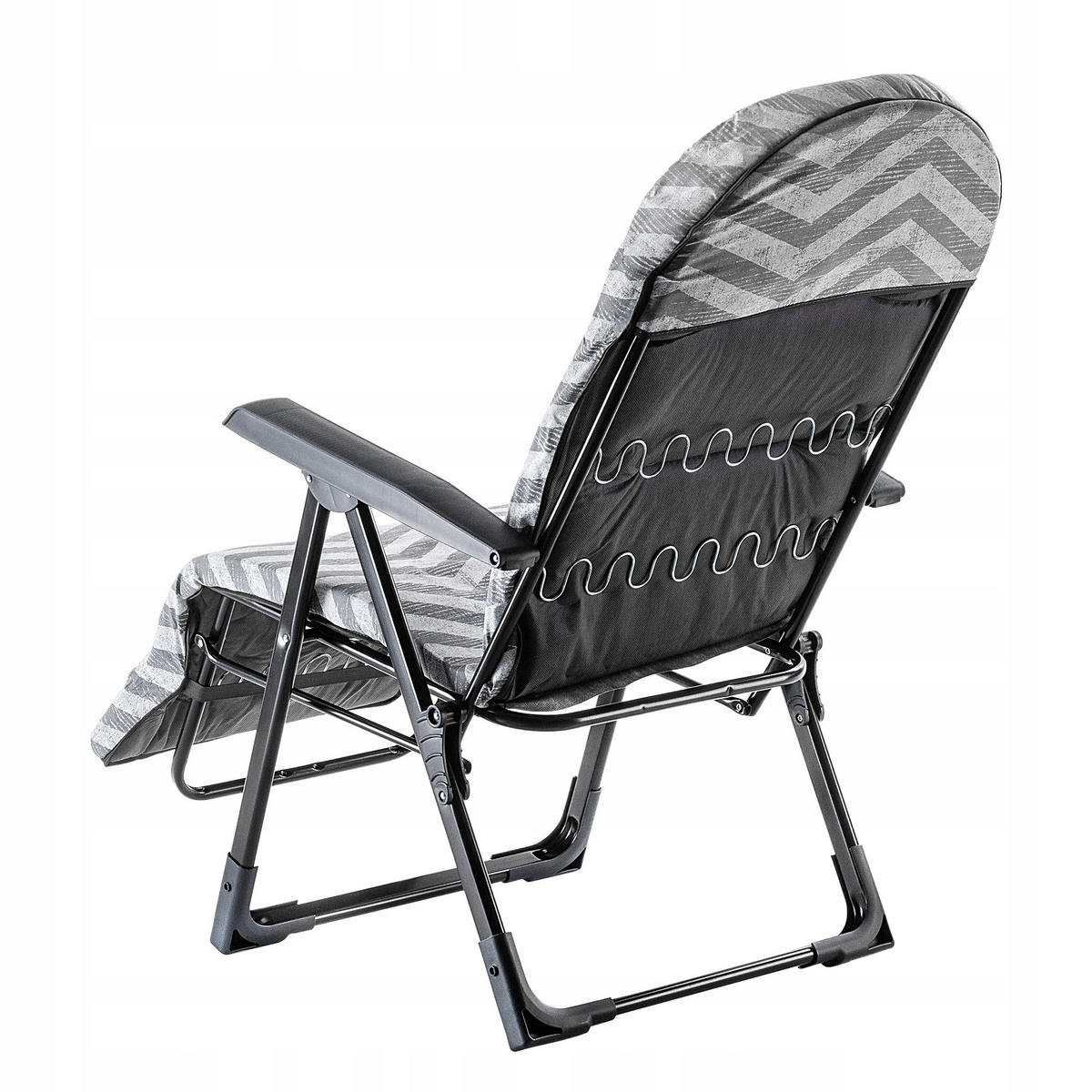 GARTENLIEGESTUHL 150 x 68 cm „Zigzag“ - Weiß/Grau, Metall (58/147cm) - KADAX