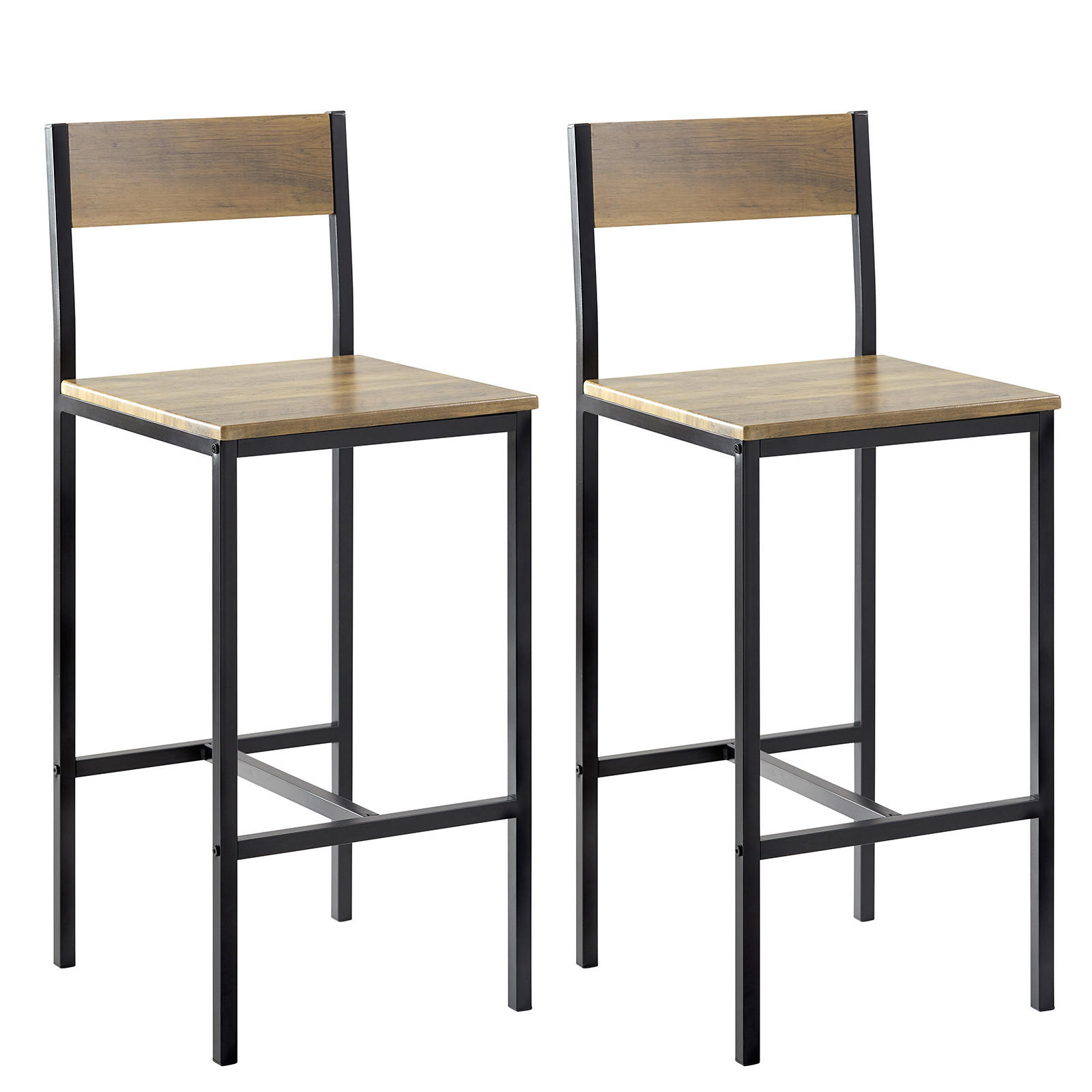 BARSTÜHLE 2er Set Natur - Schwarz/Naturfarben, Holzwerkstoff (38/96/44cm) - SoBuy