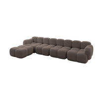 ECKSOFA modulares Sofa Links Miko-L3 390x205x75 Braun Bouclé - Dunkelbraun/Schwarz, Holzwerkstoff/Kunststoff (390/205cm) - ALTDECOR