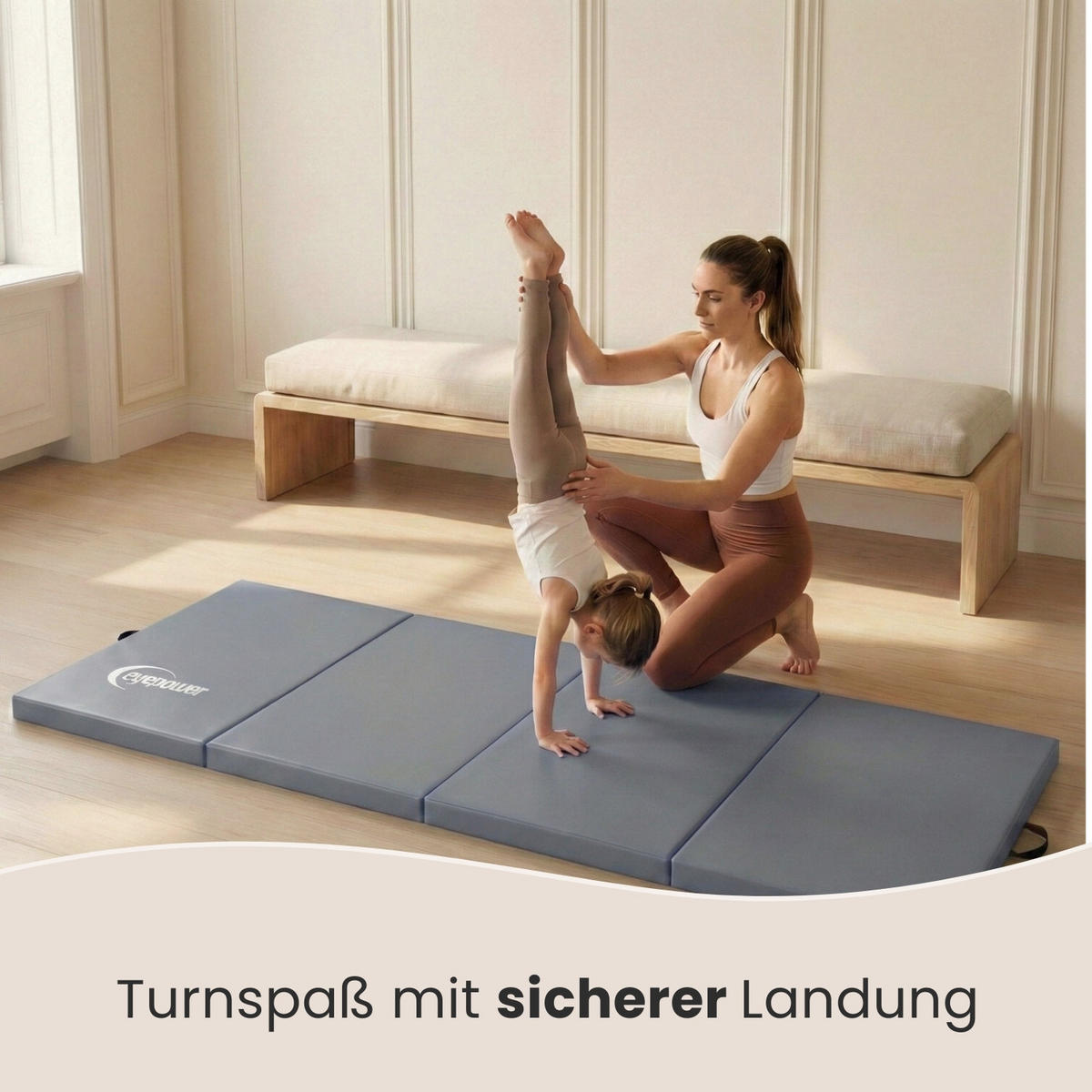 GYMNASTIKMATTE zum Wenden - 180/60/5 cm Faltbare Turnmatte - Grau, Kunststoff (60/180cm) - eyepower