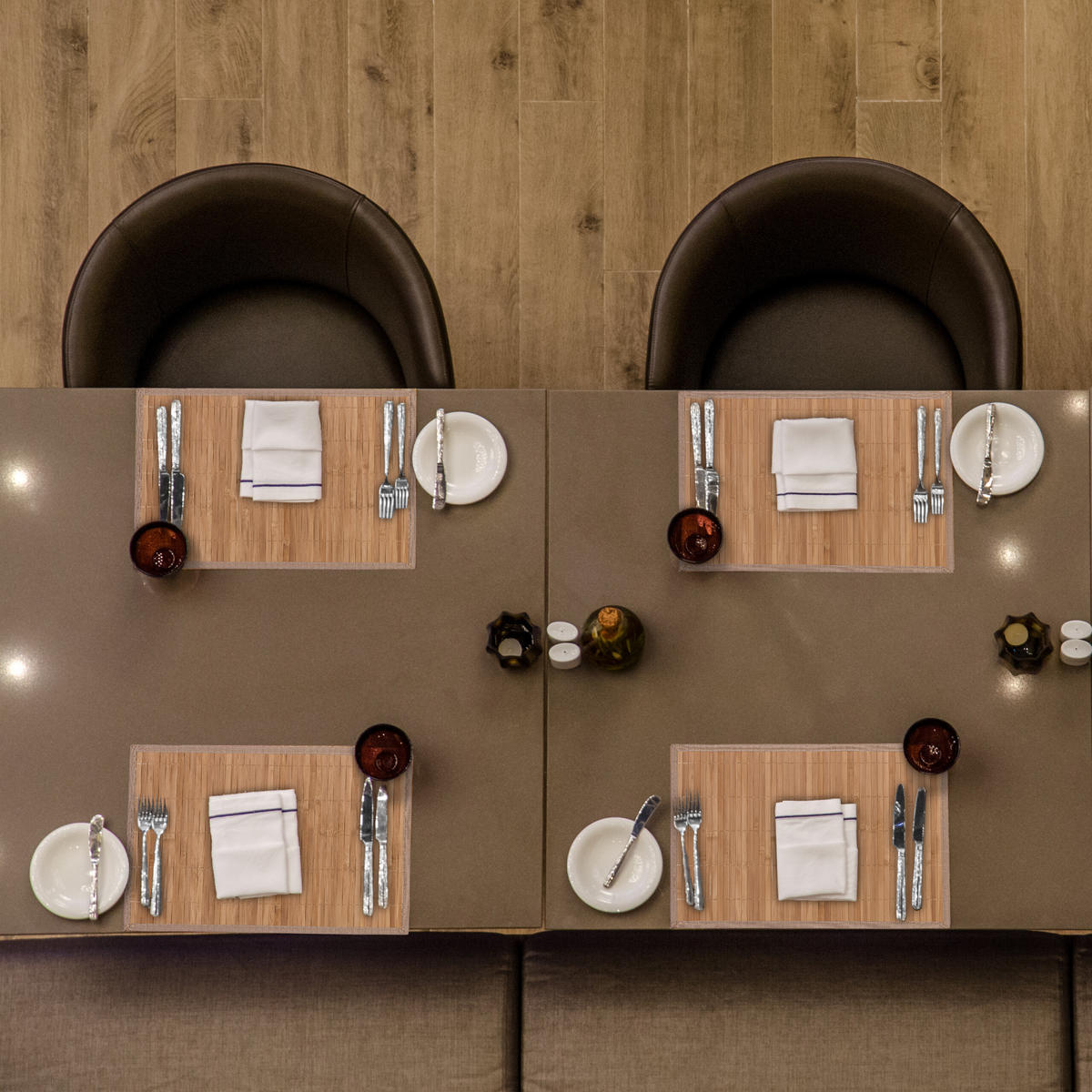 4XTISCHSET - Hellbraun, Holz/Textil (30/45/0.3cm) - Relaxdays