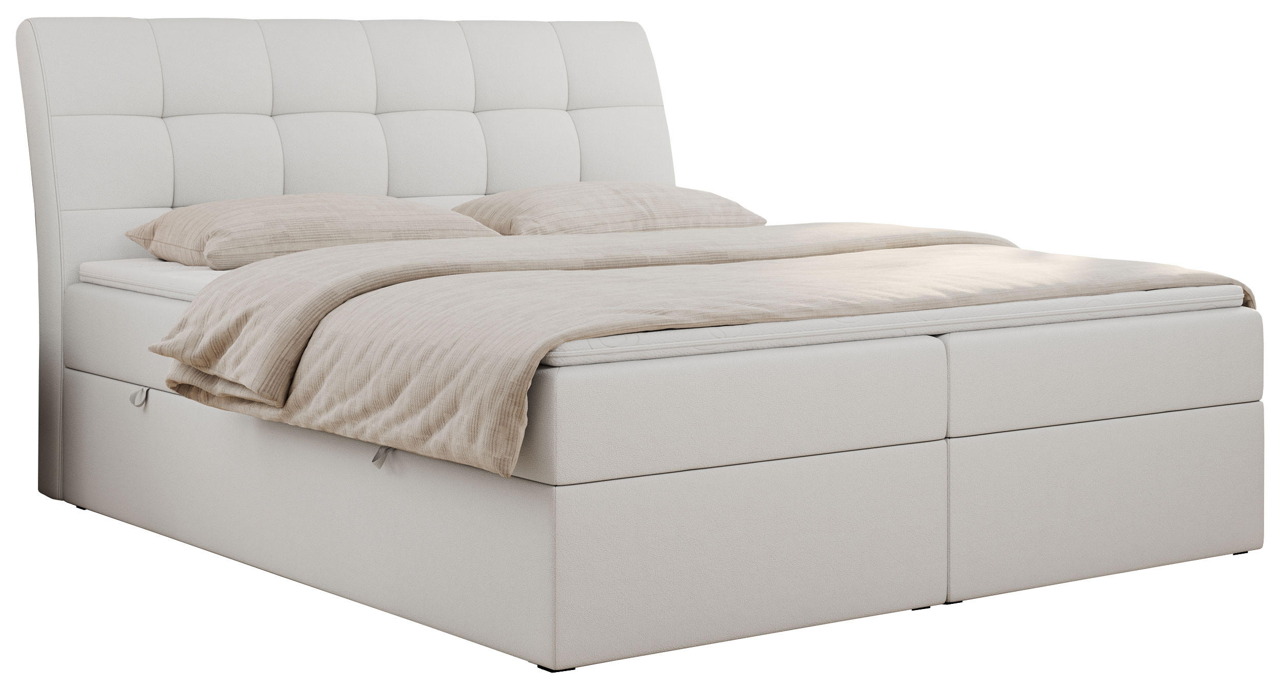 BOXBETT DIEGOS 160/200 Weiß Kunstleder - H3 - Weiß, Holz/Textil (160/200cm) - MKS