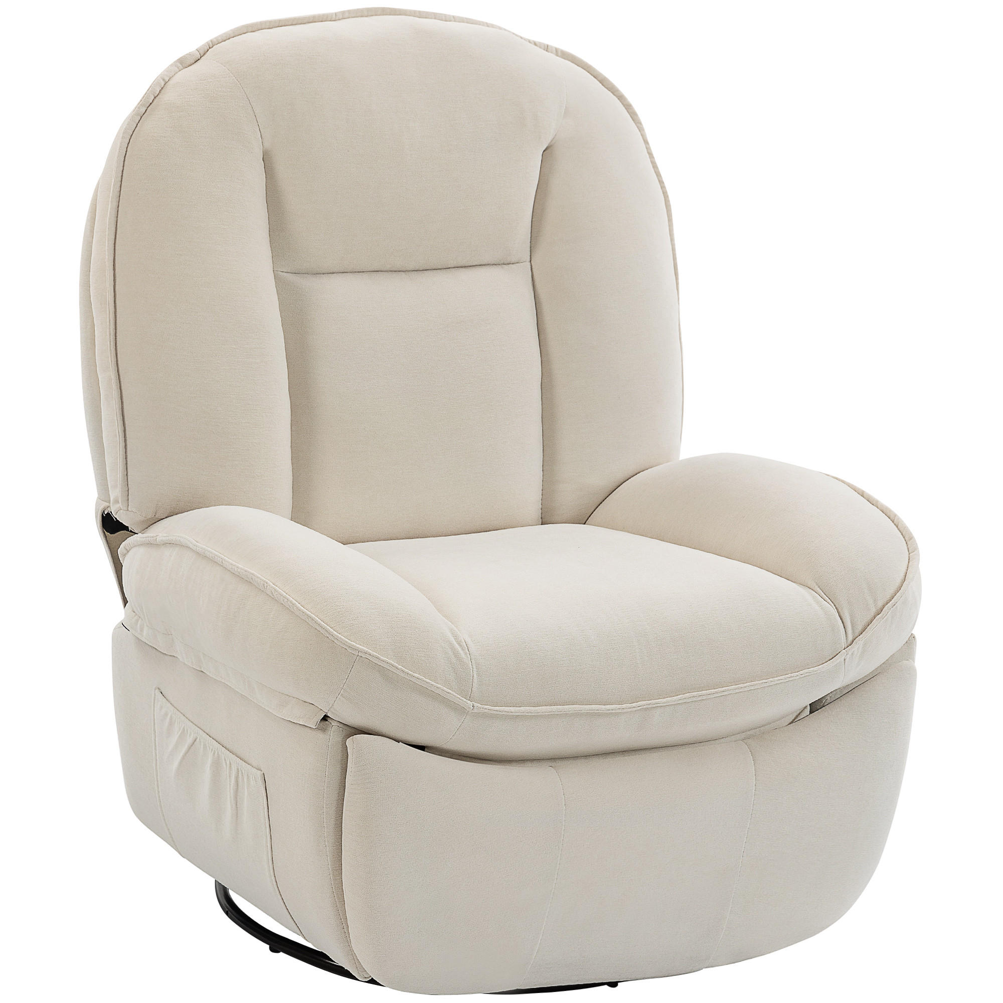 RELAXSESSEL Polyester Schaumstoff Cremeweiß - Creme/Schwarz, Holzwerkstoff/Textil (91/104/93cm) - HOMCOM