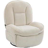 RELAXSESSEL Polyester Schaumstoff Cremeweiß - Creme/Schwarz, Holzwerkstoff/Textil (91/104/93cm) - HOMCOM