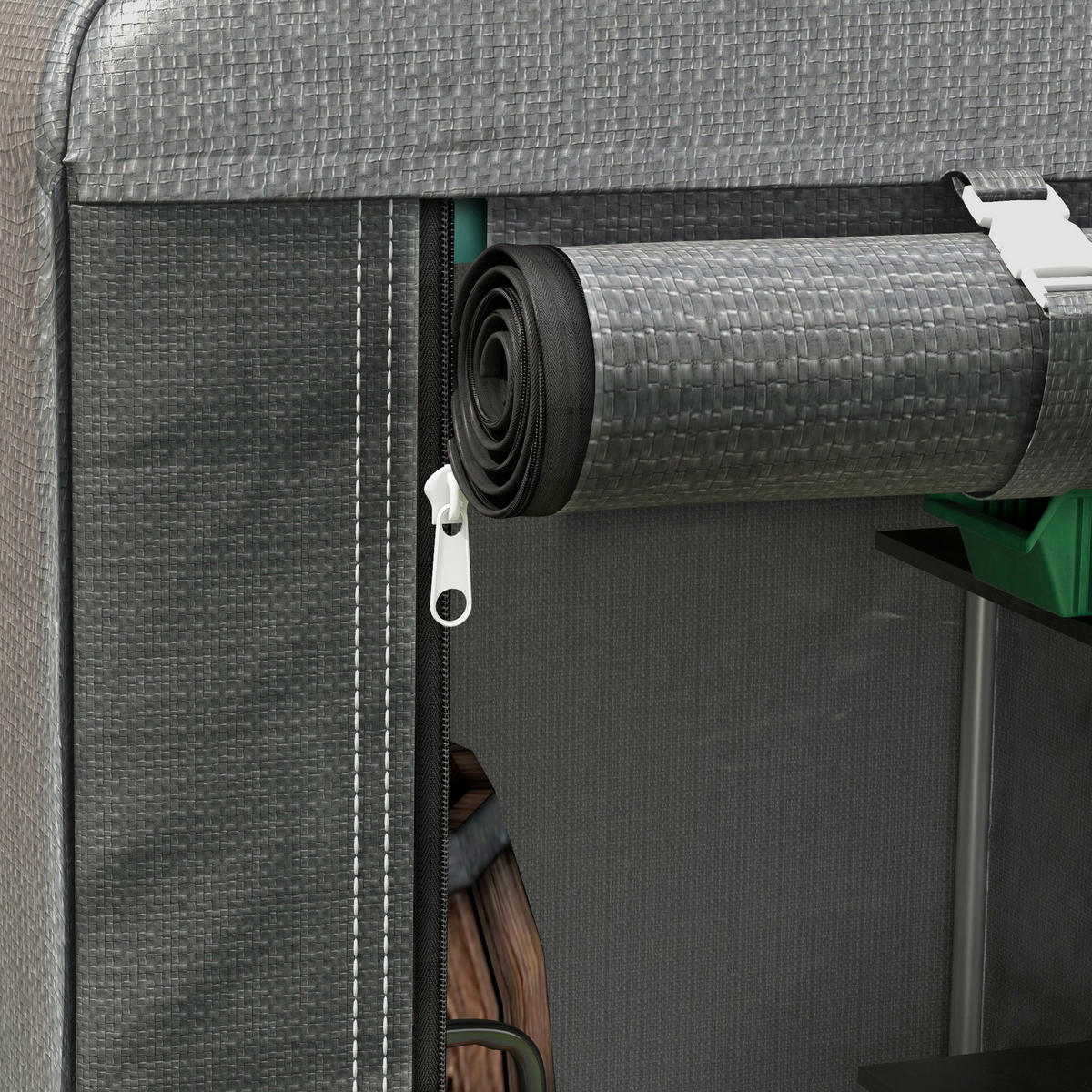 FAHRRADGARAGE DE-16843 tragbar mit großer Reißverschlusstür - Dunkelgrau, Kunststoff (120/165/179cm) - ComfortXL