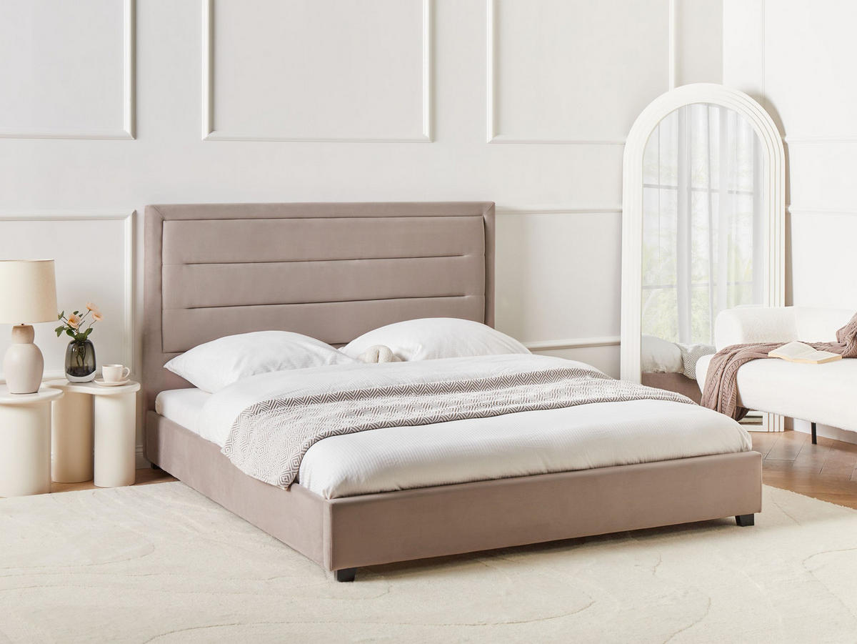 WASSERBETT 160/200 cm Taupe Rouen - Taupe, Textil (160/200cm) - Beliani