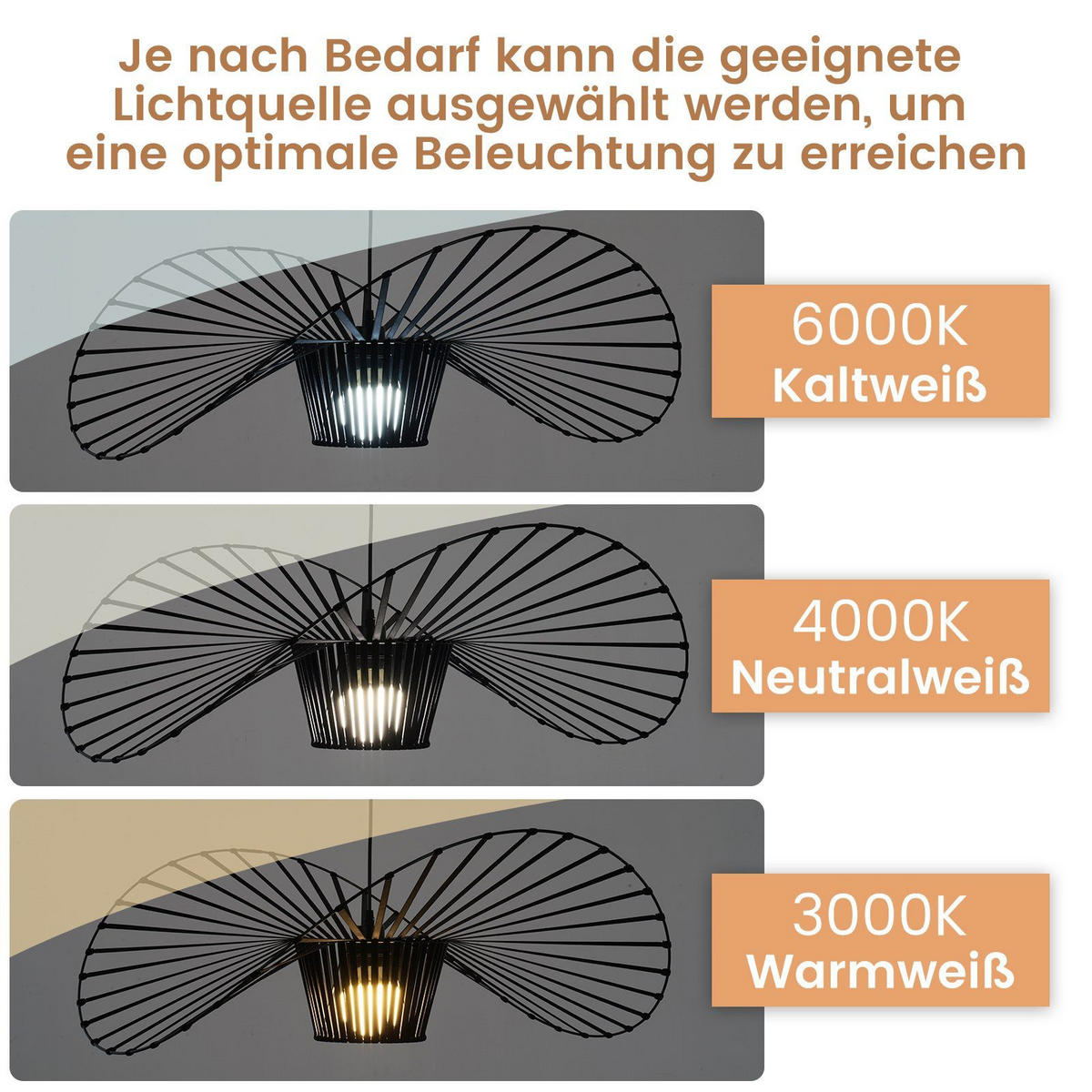 HÄNGELEUCHTE Strohhut 120/120/150 cm - Schwarz, Metall (120/120/150cm) - Nettlife