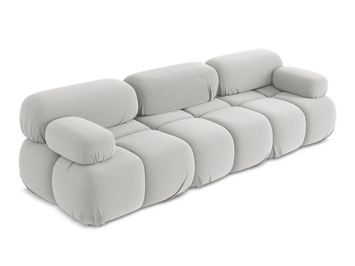3-SITZER SOFA Samt Stoff Grau - Silberfarben/Schwarz, Kunststoff/Textil (285/70/96cm) - Makamii