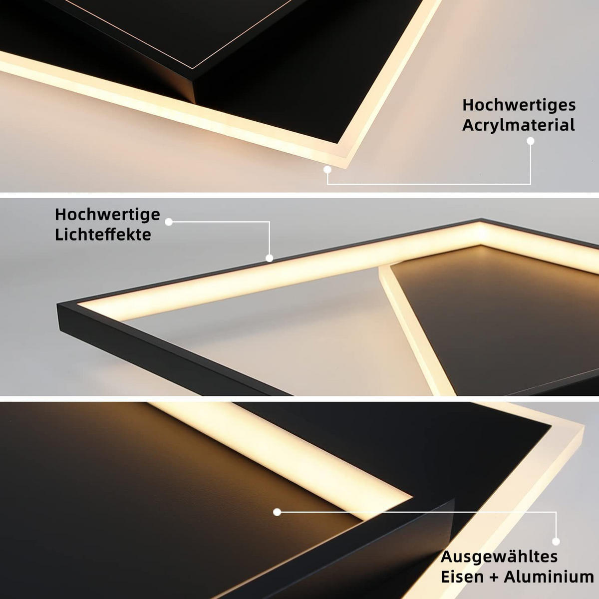 LED-DECKENLEUCHTE Kesselgrimm 35.0/5.5/35.0 cm - Schwarz, Metall (35/35/5.5cm) - ZMH