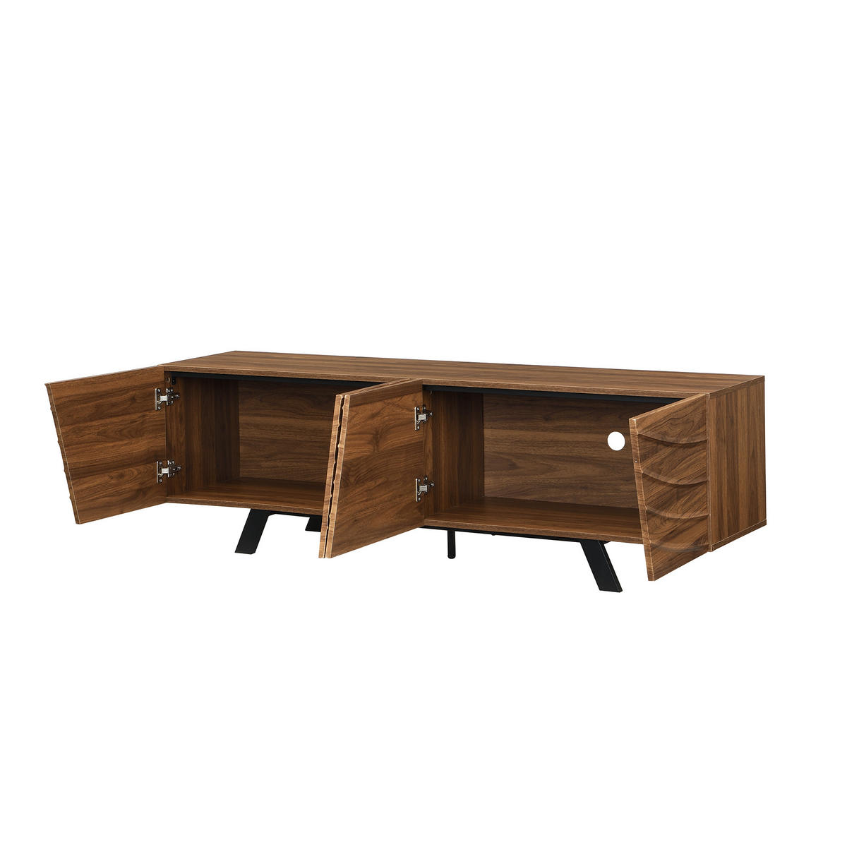 TV-ELEMENT 160/39/50.5 cm Walnuss mit schwarzen Eisenbeinen und Stauraum - Nussbaumfarben, Holz (160/50.5/39cm) - Oxeza