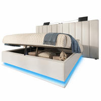POLSTERBETT 160/200 cm in Weiß mit Bettkasten, LED und USB-C - Weiß, Holzwerkstoff/Textil (160/200cm) - CHICFURN