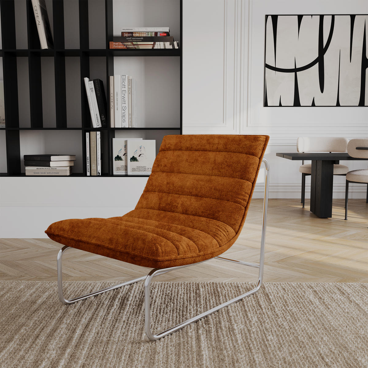 SESSEL Texturierter Samt Terracotta 67.5cm - Dunkelorange/Terracotta, Textil (67.5/78.5/85cm) - Sia Home