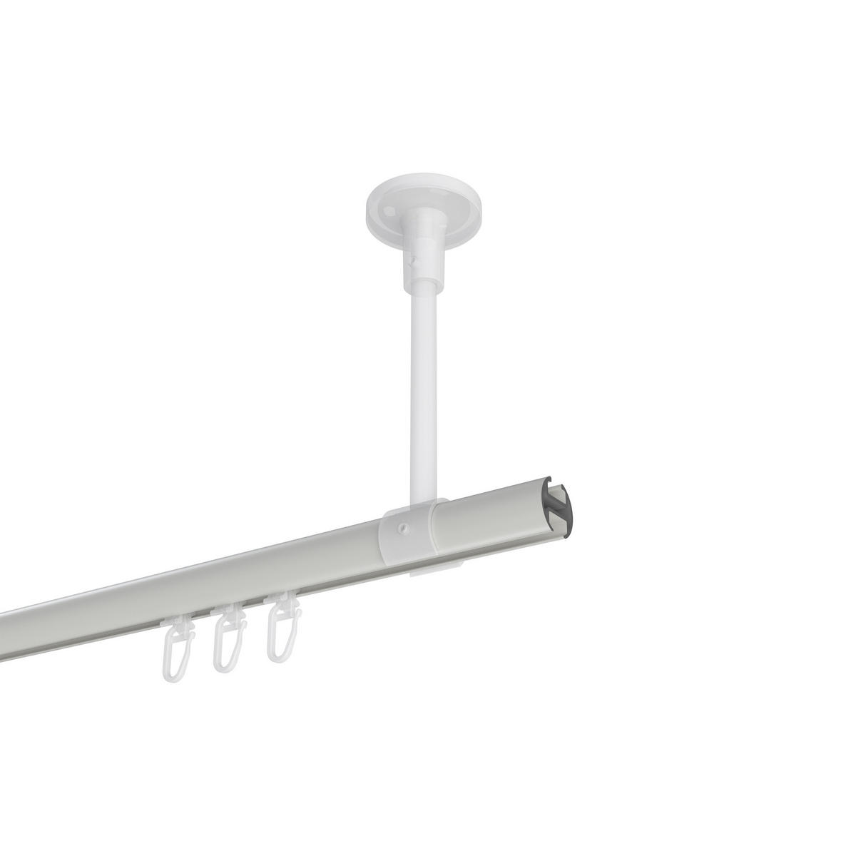 INNENLAUF-GARDINENSTANGEN-SET Sonette Verano 280 cm (geteilt in 2 x 140 cm), 1-läufig, 20 mm Ø Weiß - Chromfarben/Weiß, Metall (280cm) - INTERDECO