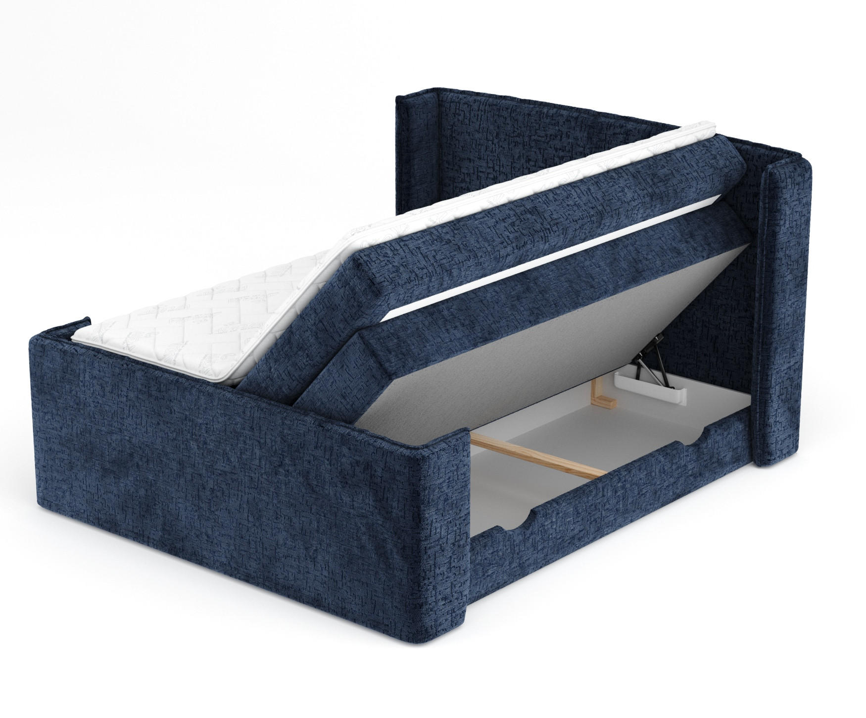 BOXSPRINGBETT Freeland Marineblau 140/200 cm mit Matratze und Topper - Schwarz/Dunkelblau, Holz/Holzwerkstoff (140/200cm) - Maison de Reve