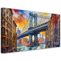 LEINWANDBILD Brücke New York Impressionismus 100x50cm - Multicolor, Textil (100/50cm) - Feeby