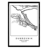 POSTER Dubrovnik Stadtkarte – Nordisch A4 Rahmenlos - Klar, Papier (29.7/5/21cm) - Nacnic