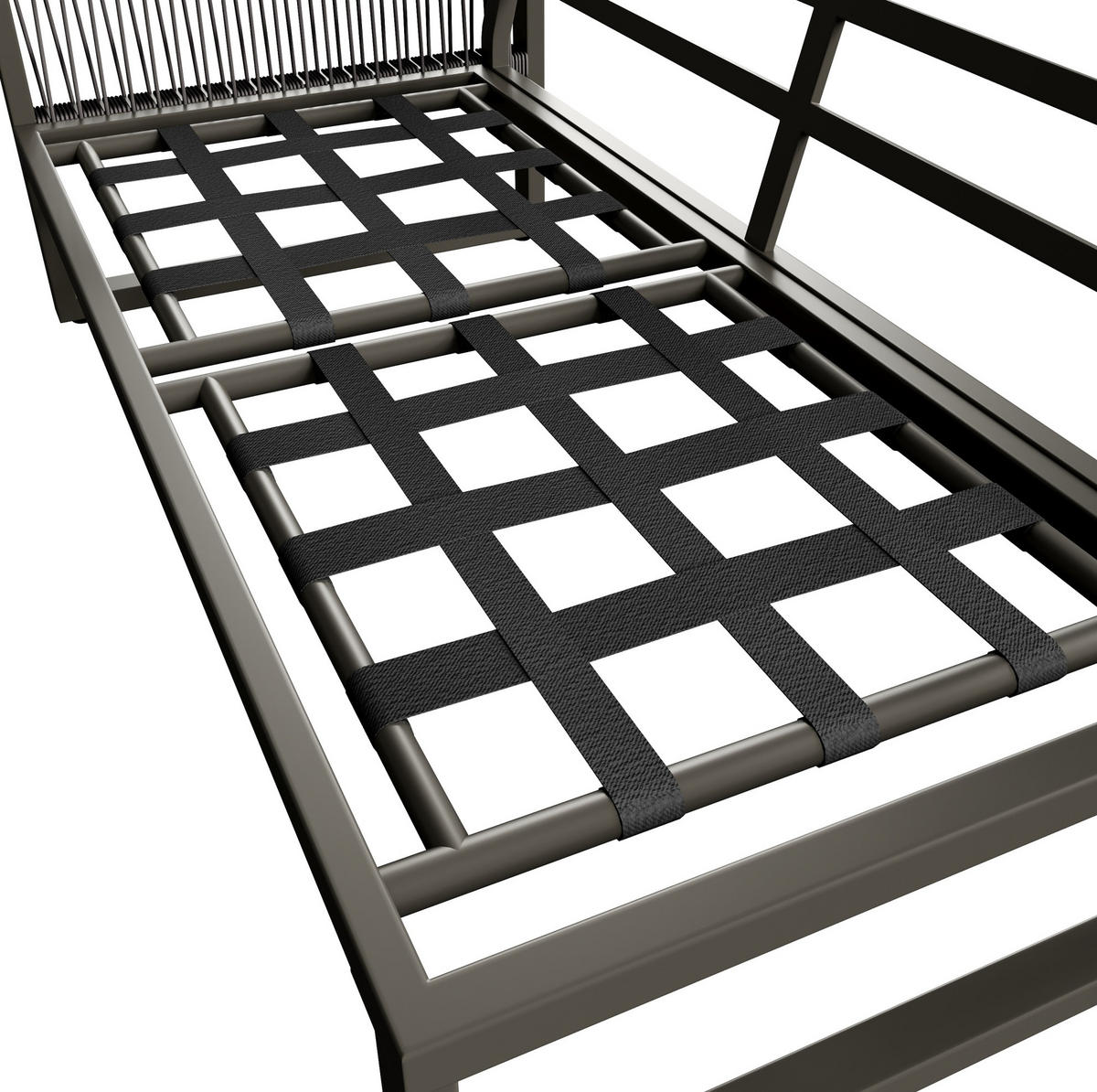 GARTEN-LOUNGE-SET 123/68/86 cm grau aus Metall und Polyester mit 2 Tischen - Grau, Metall - OKWISH