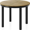 ESSTISCH Corin Schwarz runder ausziehbarer, Lancelot Eiche 100-176/100/76 cm - Eichefarben/Schwarz, Holzwerkstoff/Metall (100/100/76cm) - WFL GROUP