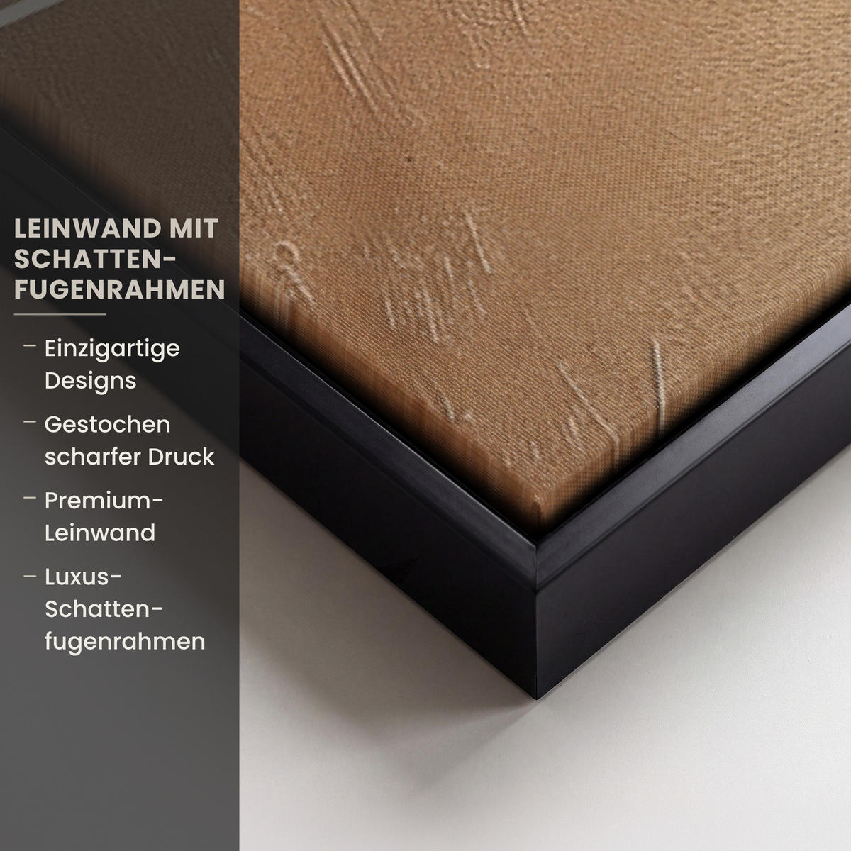 LEINWAND Bilder mit Rahmen - Beige - Natur - Abstrakt - Modern - 90x60 - Beige, Textil (90/60cm) - MuchoWow