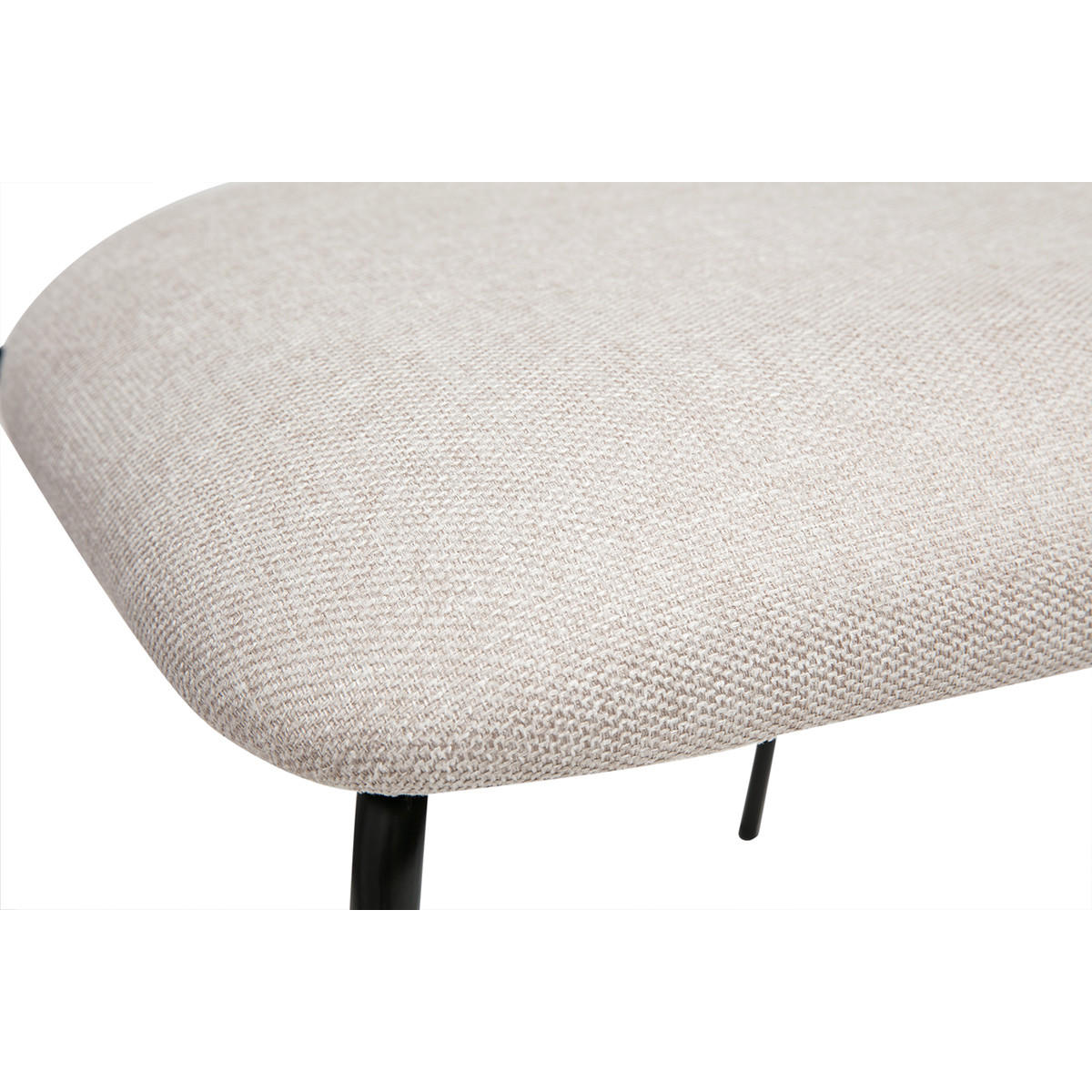 STOFFSTÜHLE in beige Samtoptik und schwarzem Metall (2er-Set) BENTA - Beige, Textil (59.5/82/49cm) - Miliboo