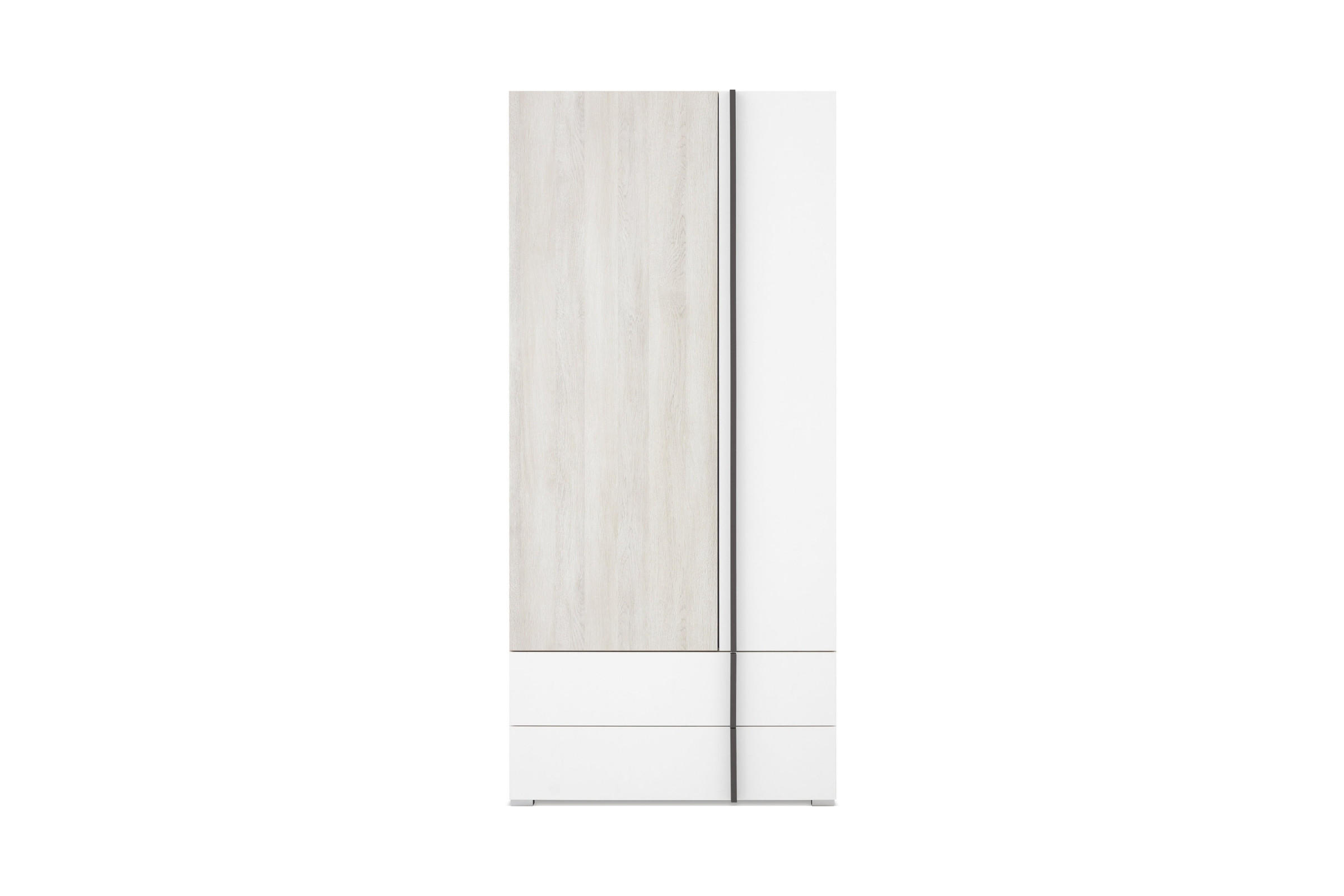 KINDERKLEIDERSCHRANK REMI 02 90 cm breit in Eichenweiß / Weiß Matt / Anthrazit - Eichefarben/Anthrazit, Holzwerkstoff (90/195/50cm) - Deine Möbel 24
