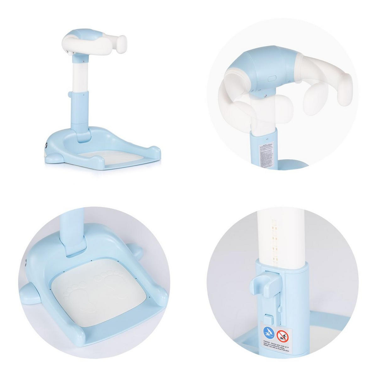 KINDERDUSCHSTÄNDER Wal blau faltbar, höhenverstellbar, Duschhalter, rutschfester Standfuß - Blau, Kunststoff (45/57cm) - Chipolino