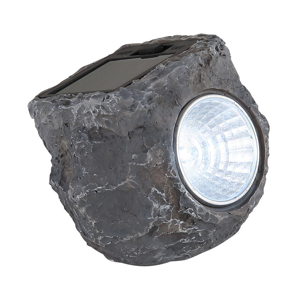 LED SOLARLEUCHTE Stein Grau - Schwarz, Glas (17/17/25cm) - Globo Lighting