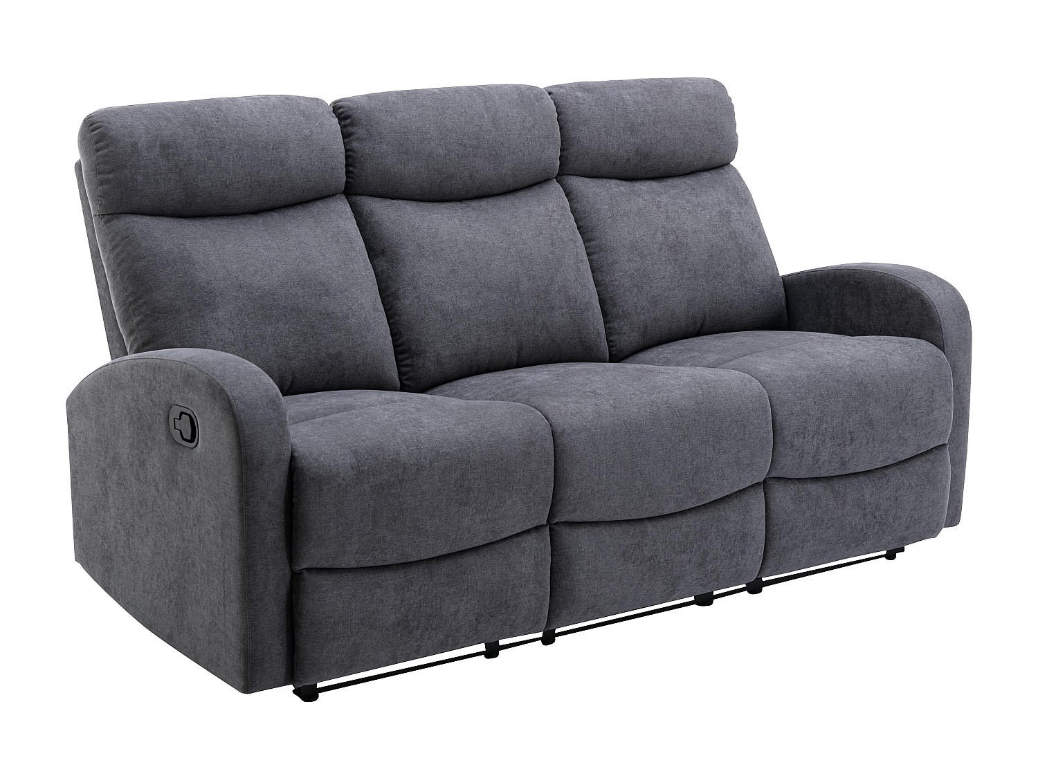 RELAXSOFA 3-Sitzer - Stoff - Grau - EVELYN - Grau, Textil (95/100/180cm) - Vente-Unique