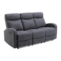 RELAXSOFA 3-Sitzer - Stoff - Grau - EVELYN - Grau, Textil (95/100/180cm) - Vente-Unique