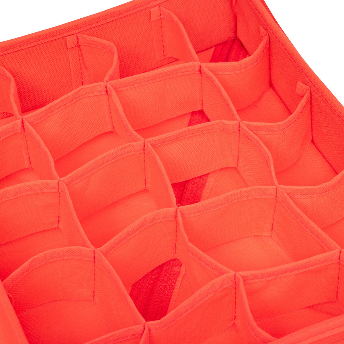 AUFBEWAHRUNGSBOX Christbaumkugeln Ø 7,5 cm 20 Fächer - Rot, Textil (7.5/35/27cm) - Atmosphera Createur d´interieur