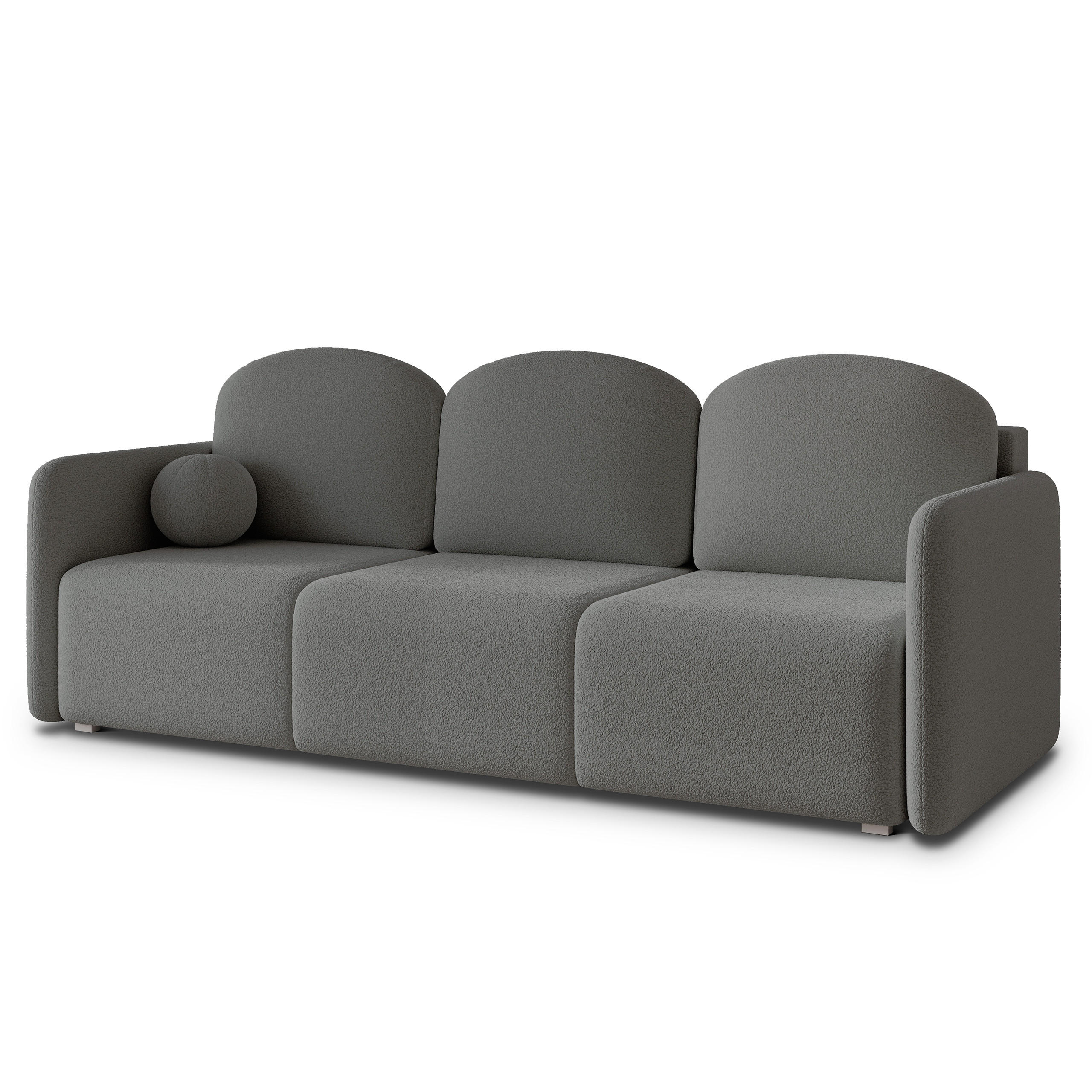BETTSOFA SUVI III Q Grau Bucle-Stoff mit Schlaffunktion - Grau, Textil (220/85/90cm) - MASSENO