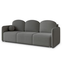 BETTSOFA SUVI III Q Grau Bucle-Stoff mit Schlaffunktion - Grau, Textil (220/85/90cm) - MASSENO