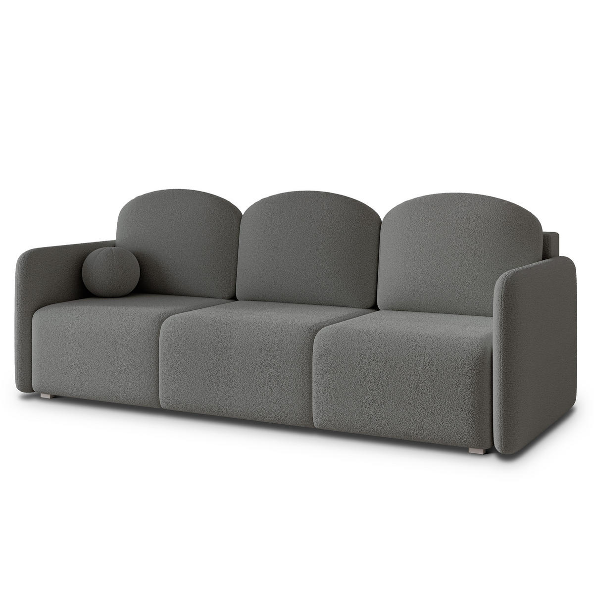 BETTSOFA SUVI III Q Grau Bucle-Stoff mit Schlaffunktion - Grau, Textil (220/85/90cm) - MASSENO