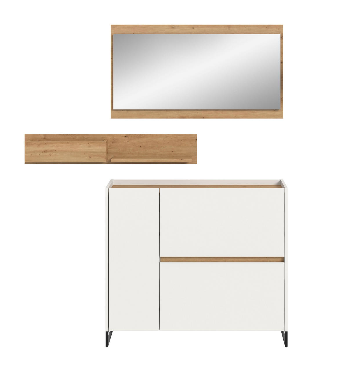 GARDEROBE Flow3-tlg. (B/H/T: ca. 140/192/32 cm) in Weiß/weiß - Weiß, Holzwerkstoff (140/192/32cm) - Homes & Jones