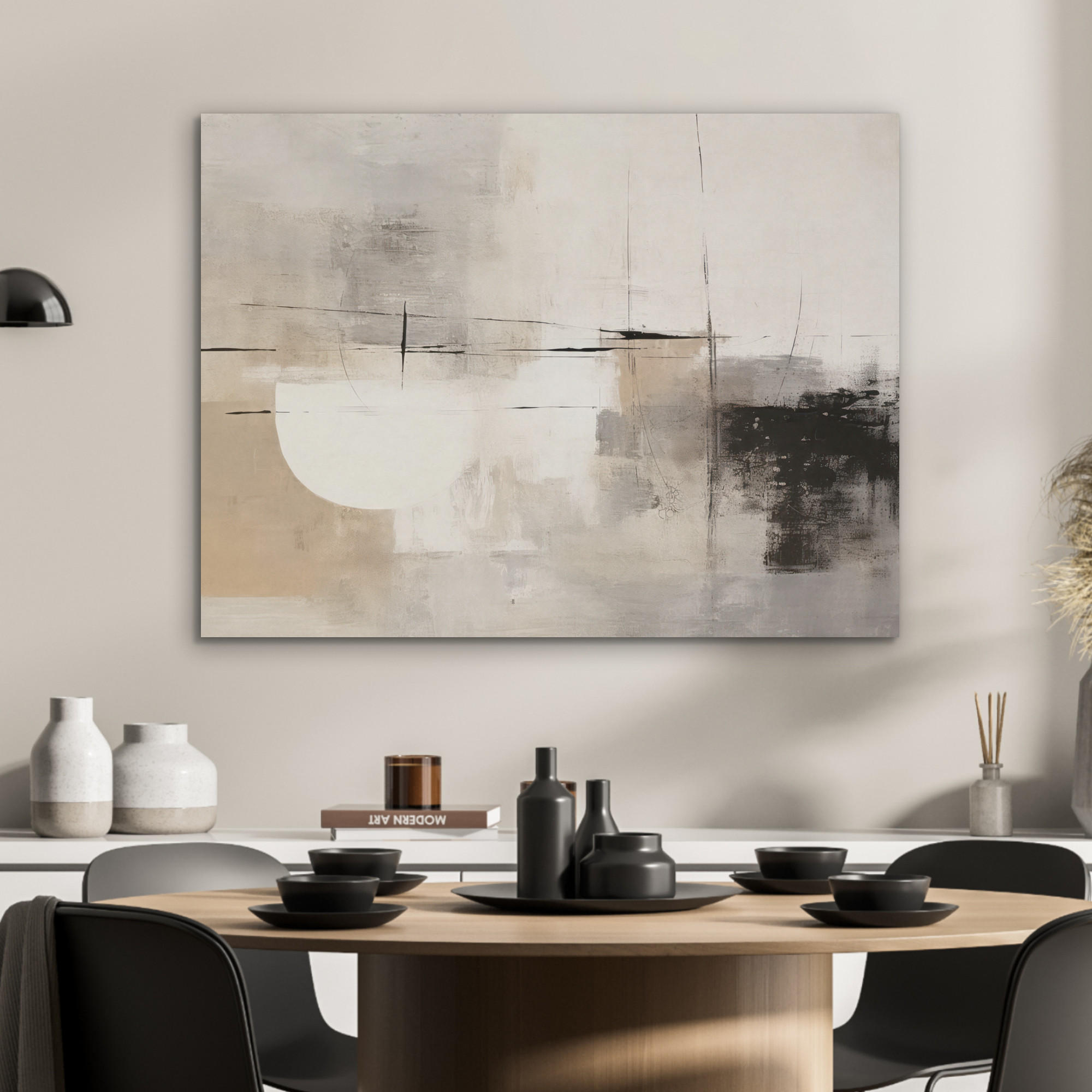 AKUSTIKPANEEL Abstrakt - Kunst - Grau 80x60 cm - Hellgrau, Textil (80/0.9/60cm) - MuchoWow
