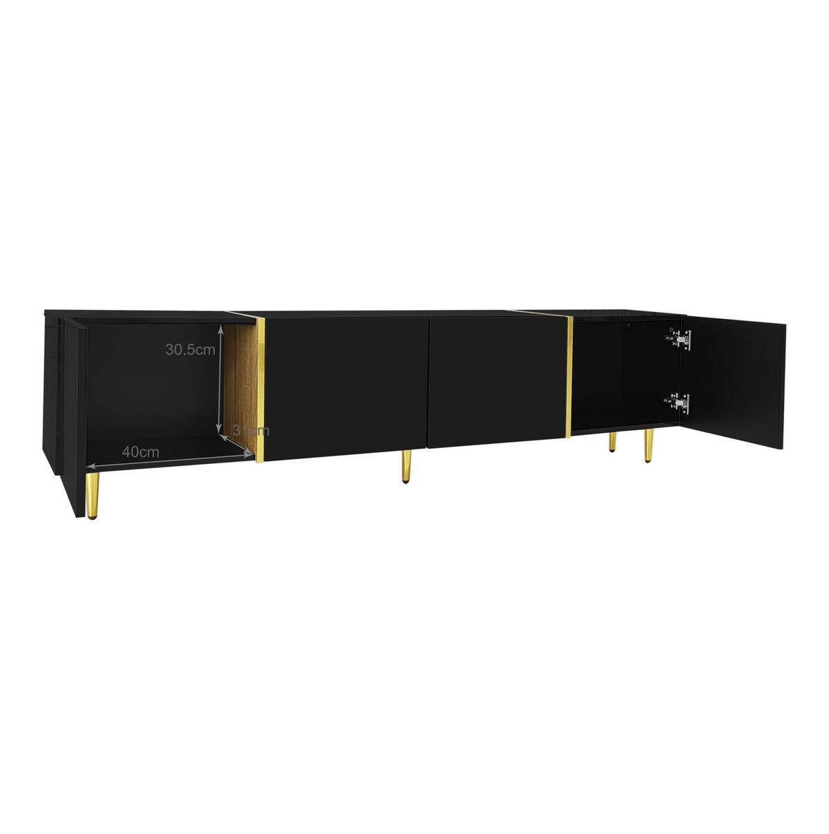 TV-SCHRANK-SET mit Couchtisch 170 cm/100 cm MDF Schwarz Hochglanz 2-tlg. - Schwarz, Holzwerkstoff (60/41.5/100cm) - Beauniv