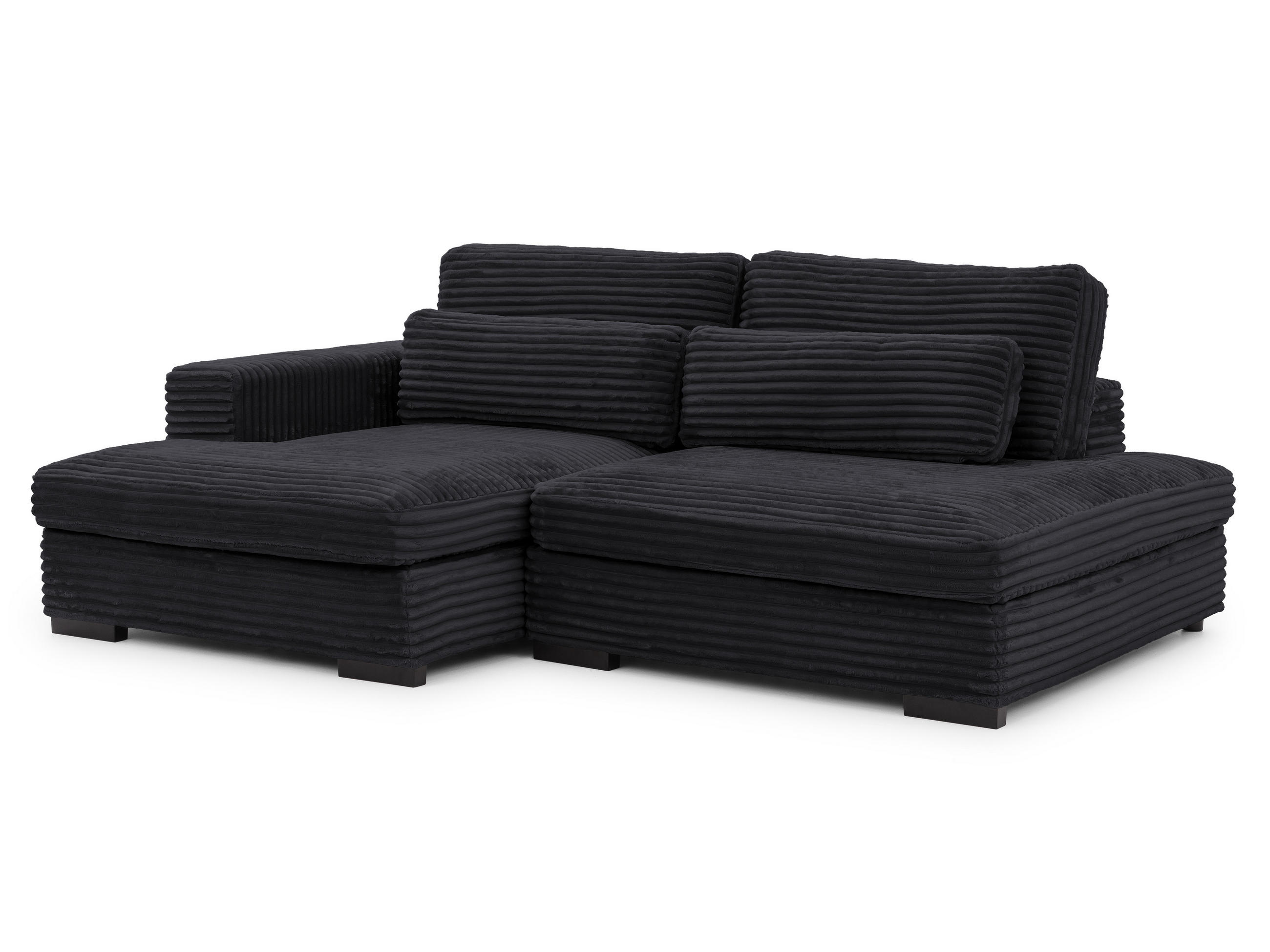ECKSOFA Wolke mit tiefer Sitzfläche, Schlaffunktion und praktischem Bettkasten aus weichem Schwarz Cordstoff - Schwarz, Holz/Kunststoff (162/225cm) - S-Style