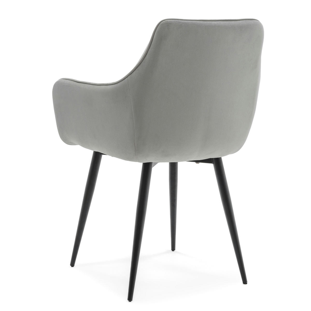 STUHL QUATTRO gepolstert mit Steppung - hellgrau - Samt Velours - Hellgrau/Schwarz, Textil/Metall (58/88/58cm) - NEW HOME