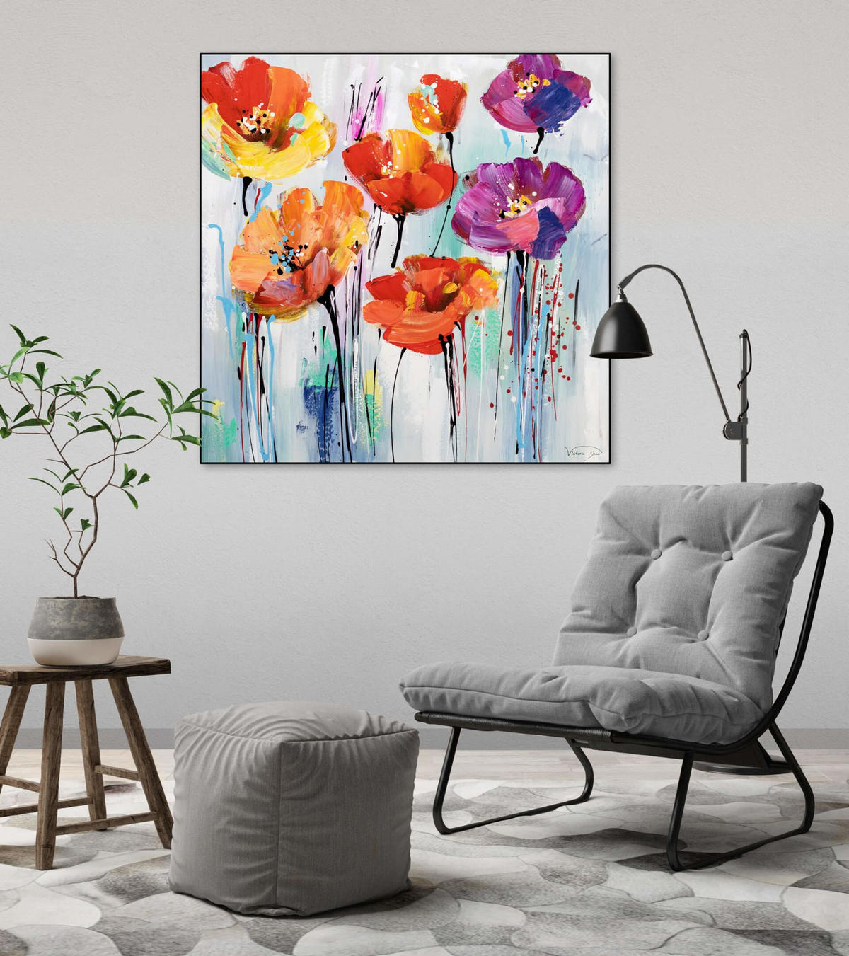 ÖLGEMÄLDE 80/80 cm - Multicolor, Holz/Textil (80/80cm) - KUNSTLOFT