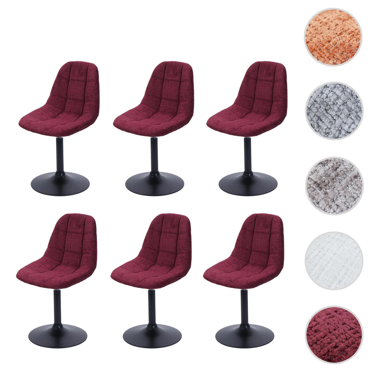 ESSZIMMERSTUHL Bordeaux 6er-Set - Bordeaux, Textil (47/83/43cm) - MCW
