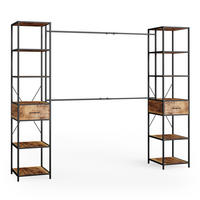 KLEIDERSCHRANK Fyrk Eiche rustikal 180 x 187 cm - Wildeiche/Schwarz, Holzwerkstoff (180/187/45cm) - Vicco