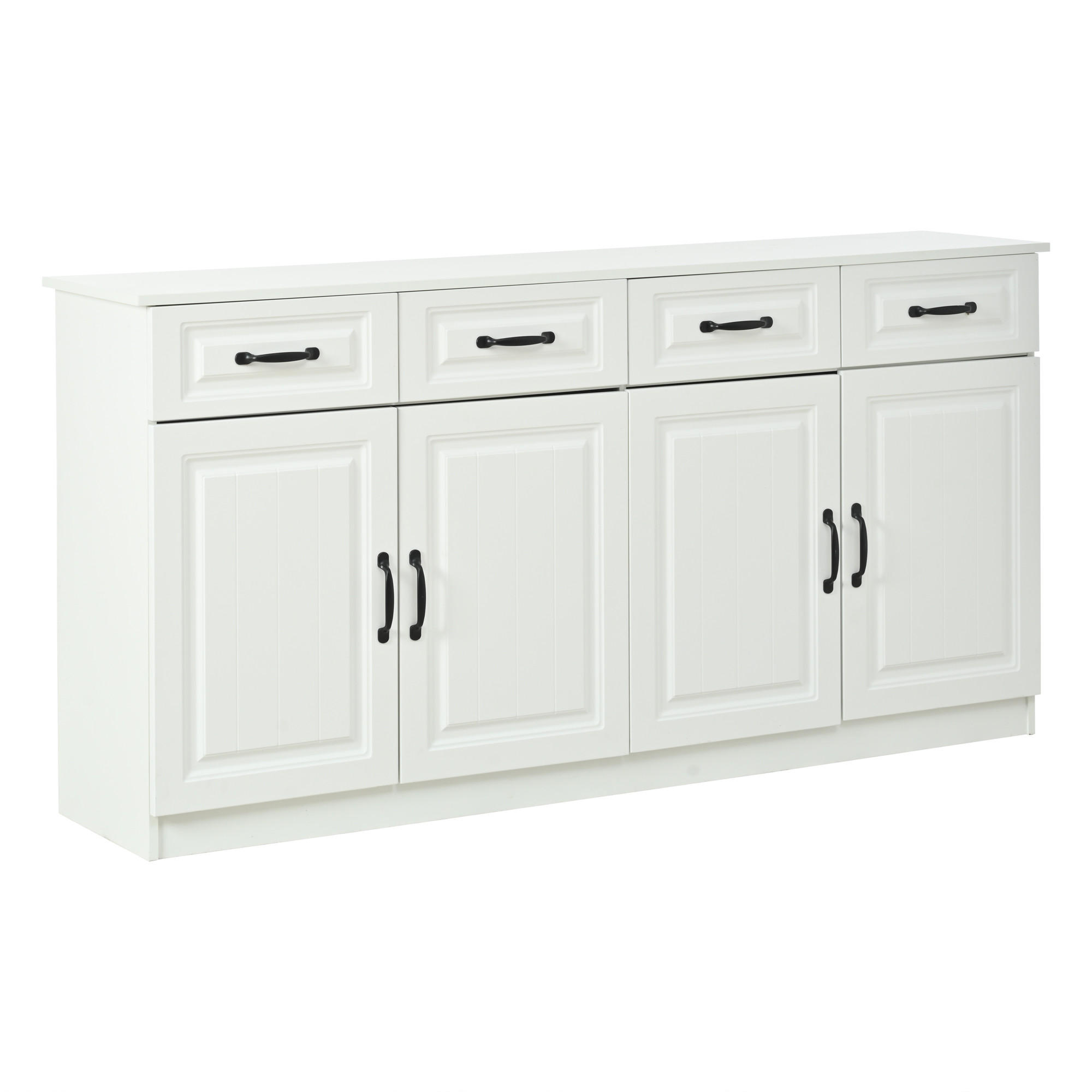 SIDEBOARD DE-37845 mit 4 Schubladen und 4 Türen Weiß - Weiß, Holzwerkstoff (160/80/35cm) - ComfortXL