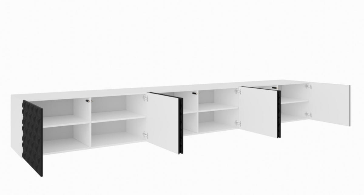 TV-SCHRANK Schwarz Weiß ALI Geschlossen Mit Dekorativen Fronten 300 cm - Schwarz/Weiß, Holzwerkstoff (300/41/40cm) - Sepro Meble