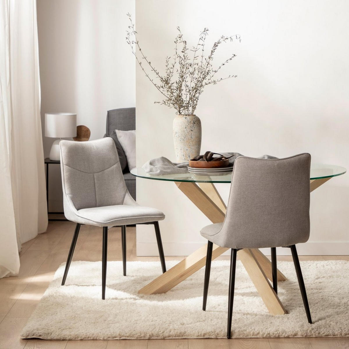 ESSZIMMERSTUHL Selma Grau 46 cm x 85 cm - Grau, Textil (46/85/62cm)